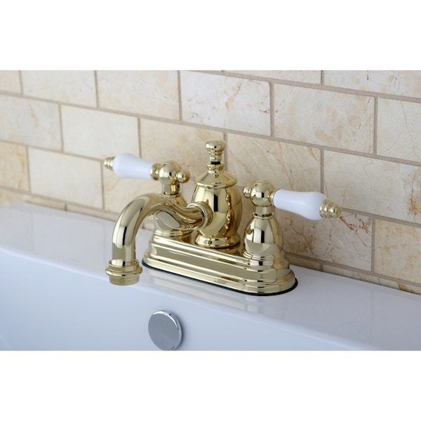 KS7102PL 4 Centerset Bathroom Faucet, Polished Brass